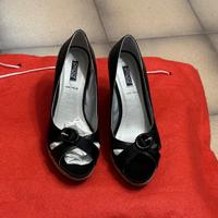 Scarpe décolleté Pepa zeppa nero tacco 8,5 cm (35)