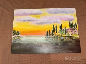 Quadro con paesaggio di ispirazione toscana