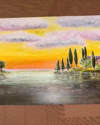Quadro con paesaggio di ispirazione toscana