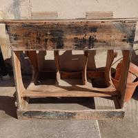 Banco scuola doppio in legno antico