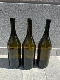 Set 3 bottiglie grandi antiche da vino