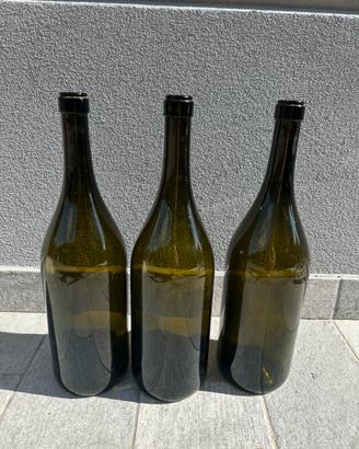 Set 3 bottiglie grandi antiche da vino