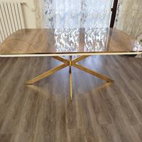tavolo moderno rettangolare piedi oro effett.marmo