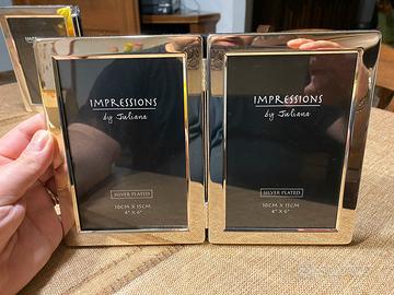 Coppia porta foto NUOVI IN SCATOLA 10x15cm Argento