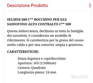 Bocchino Selmer S80 C* per sassofono alto 