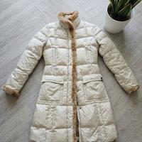 Ciesse piumino lungo beige bordi Pelliccia vera