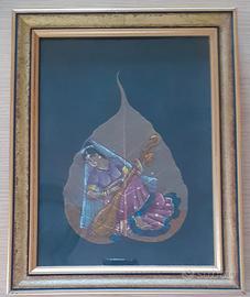 Quadro su foglia di Pipal (Peepal leaf paint)