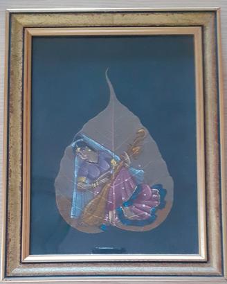 Quadro su foglia di Pipal (Peepal leaf paint)