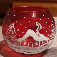 Portacandela rosso natalizio con candela