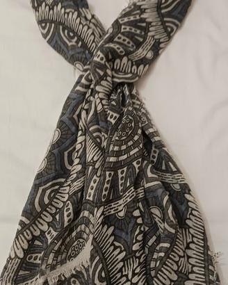 Pashmina bamboo style grey&blue