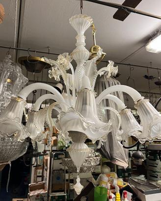 Lampadario classico in vetro di Murano a 6 luci