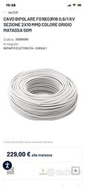 cavo elettrico matassa  guainato 2x10