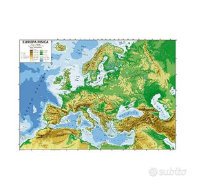 MAPPA cartina EUROPA fisica e politica, 100x140 cm