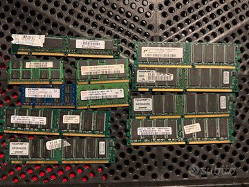 Lotto banchi di RAM DDR, DDR2 e SDRAM