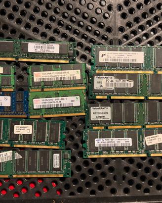 Lotto banchi di RAM DDR, DDR2 e SDRAM