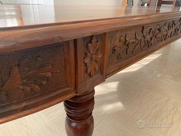 Tavolo antico decorato di fine '800 in massello