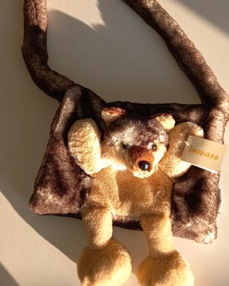 Manicotto scaldamani borsetta peluche lupo
