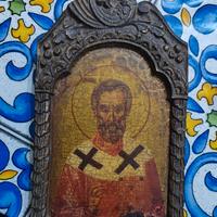 icona religiosa su legno antica san nicola