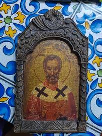 icona religiosa su legno antica san nicola