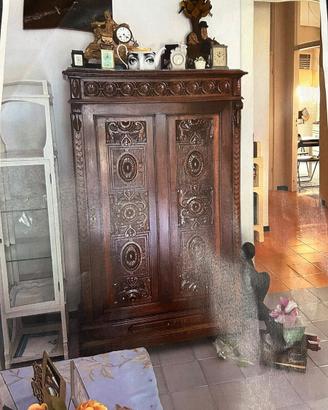 Credenza antica ‘800 legno intagliato top marmo