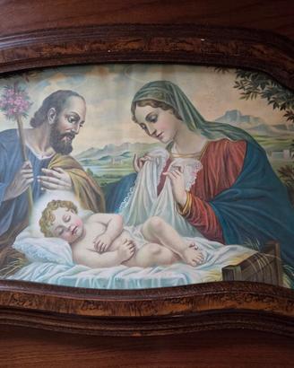 Capoletto Sacra Famiglia con cornice in legno