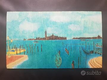 quadro pirografato. Venezia 