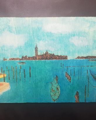quadro pirografato. Venezia 