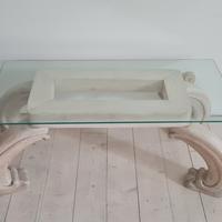 Tavolino vetro e legno