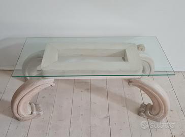 Tavolino vetro e legno