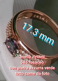 Anello zirconi e ovale dorato oro rosa 14ct. 585