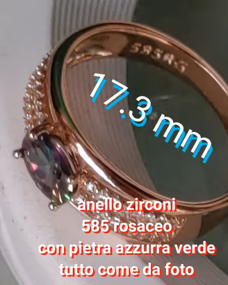Anello zirconi e ovale dorato oro rosa 14ct. 585