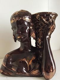 Scultura ceramica portavaso stile Art Dèco Italia