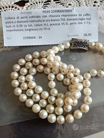 collana perle con chiusura inoro e diamanti 