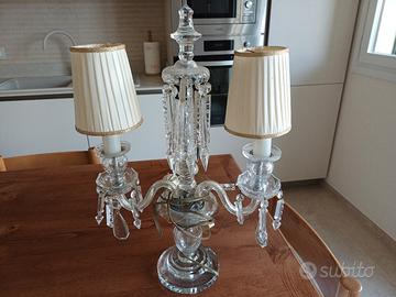 Paralume in cristallo con 2 lampade ben conservato
