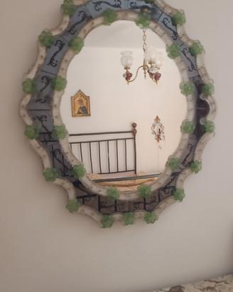 specchio vintage  anni '30 artigianato Murano