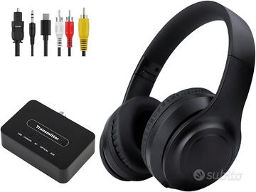 Cuffie Wireless per TV con Trasmettitore, Nero