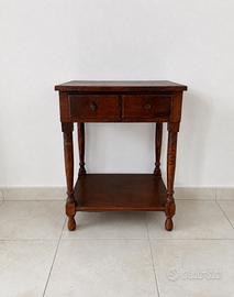 Piccola consolle vintage in legno con 2 cassetti
