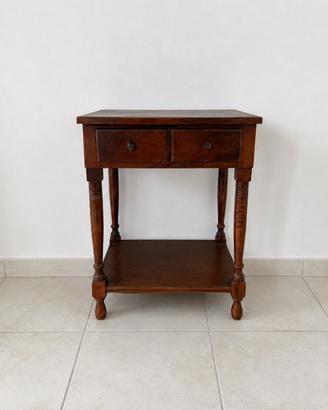 Piccola consolle vintage in legno con 2 cassetti