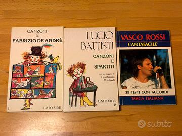 Lotto 3 libri canzoni De André Battisti Vasco