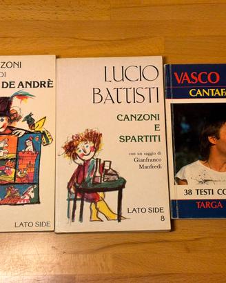 Lotto 3 libri canzoni De André Battisti Vasco