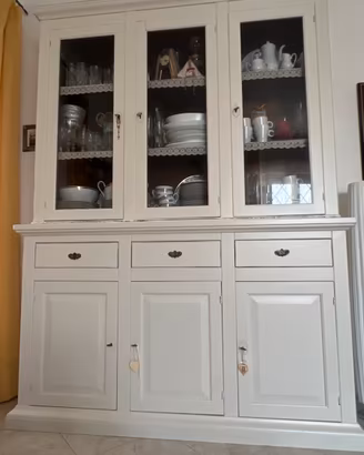 Credenza bianca 3 ante vetro cm 160-48-222
