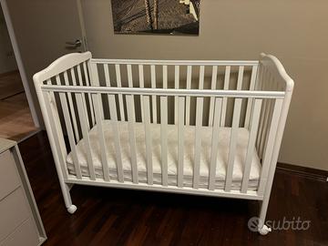 Letto laccato bianco cin materasso italbaby