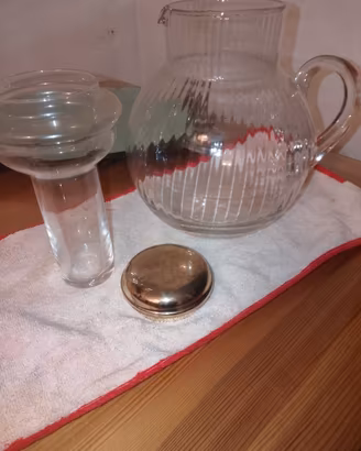 caraffa brocca vetro scanalato porta ghiaccio