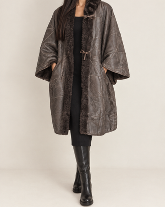 Sherling Mantella double-faces marron taglia unica