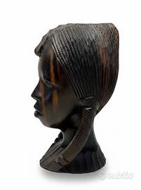 Testa Makonde in Ebano bicolore Design Mid-Century