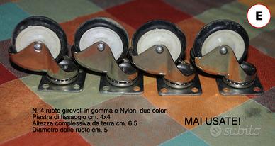 Ruote girevoli in gomma e Nylon, due colori