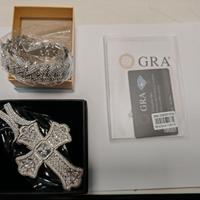 croce e collana in moissanite con certificato