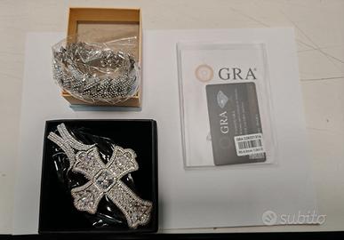 croce e collana in moissanite con certificato