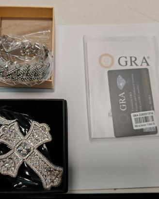 croce e collana in moissanite con certificato