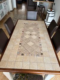 Tavolo Artigianale in legno e ceramica